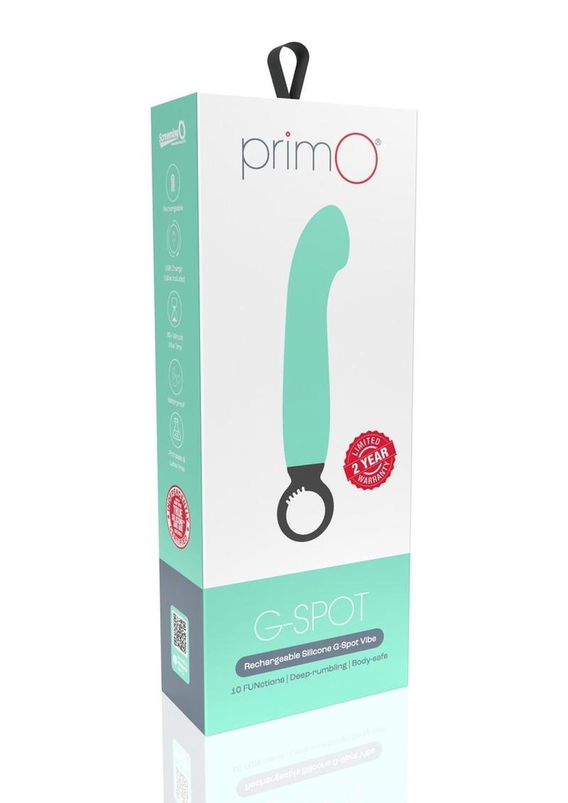 Vibrador de silicona recargable PrimO G-Spot - Verde azulado