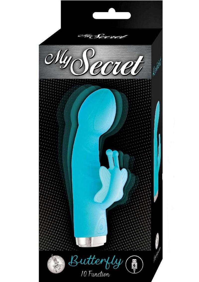 Vibrador de conejo de silicona recargable My Secret Butterfly - Aqua