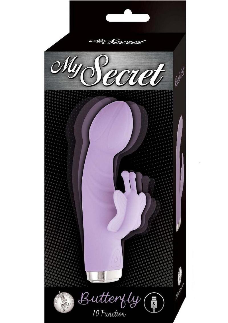 Vibrador de conejo de silicona recargable My Secret Butterfly - Morado