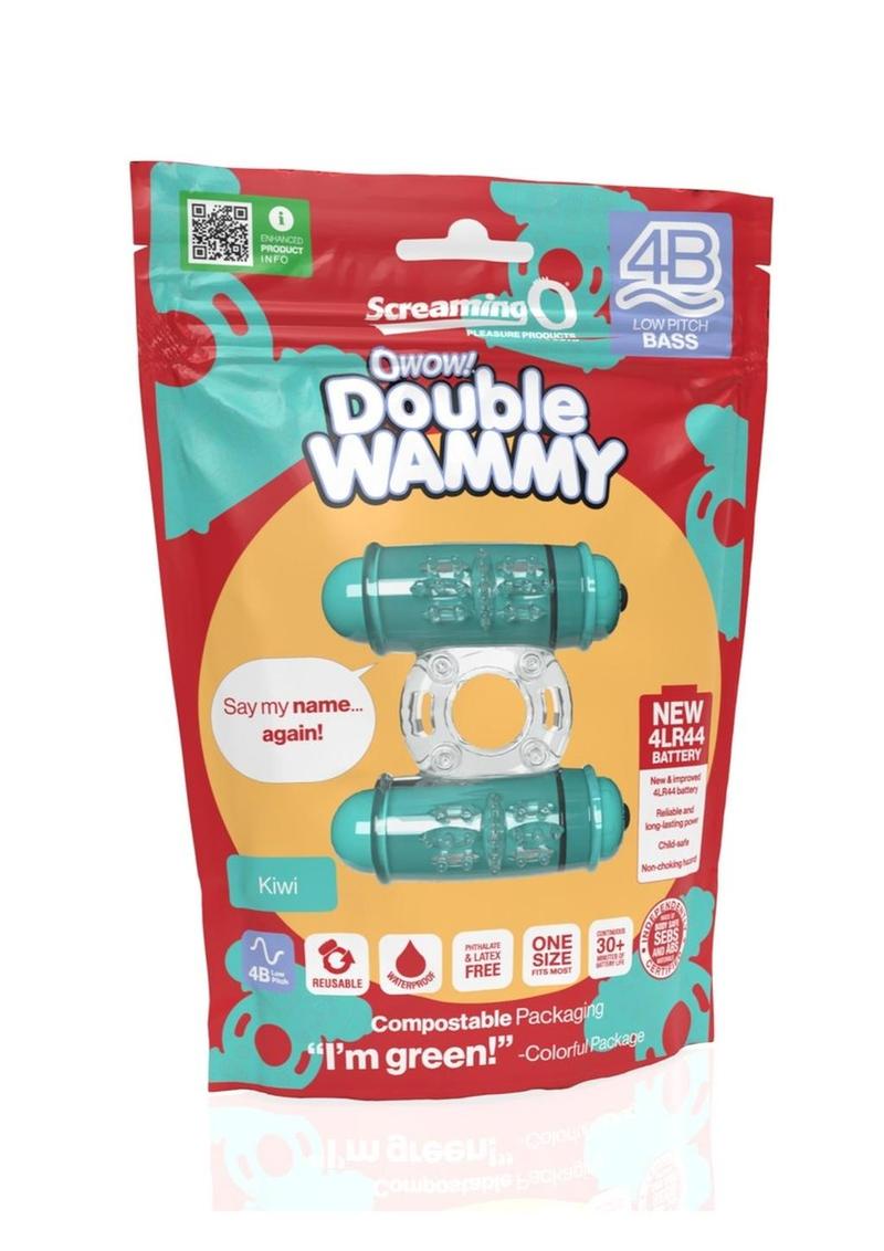 Anillo de silicona con doble vibración para el pene 4B Double Wammy - Kiwi