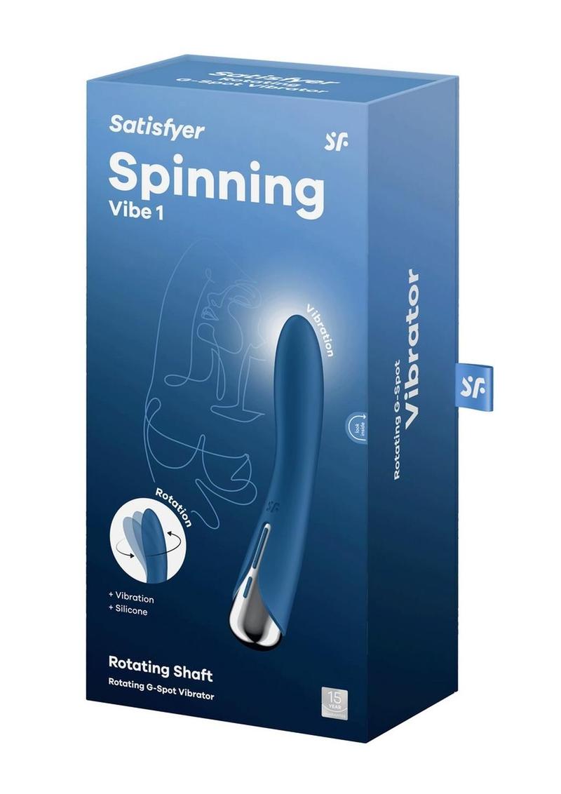 Vibrador giratorio de silicona Satisfyer Spinning Vibe 1, recargable y con punto G - Azul