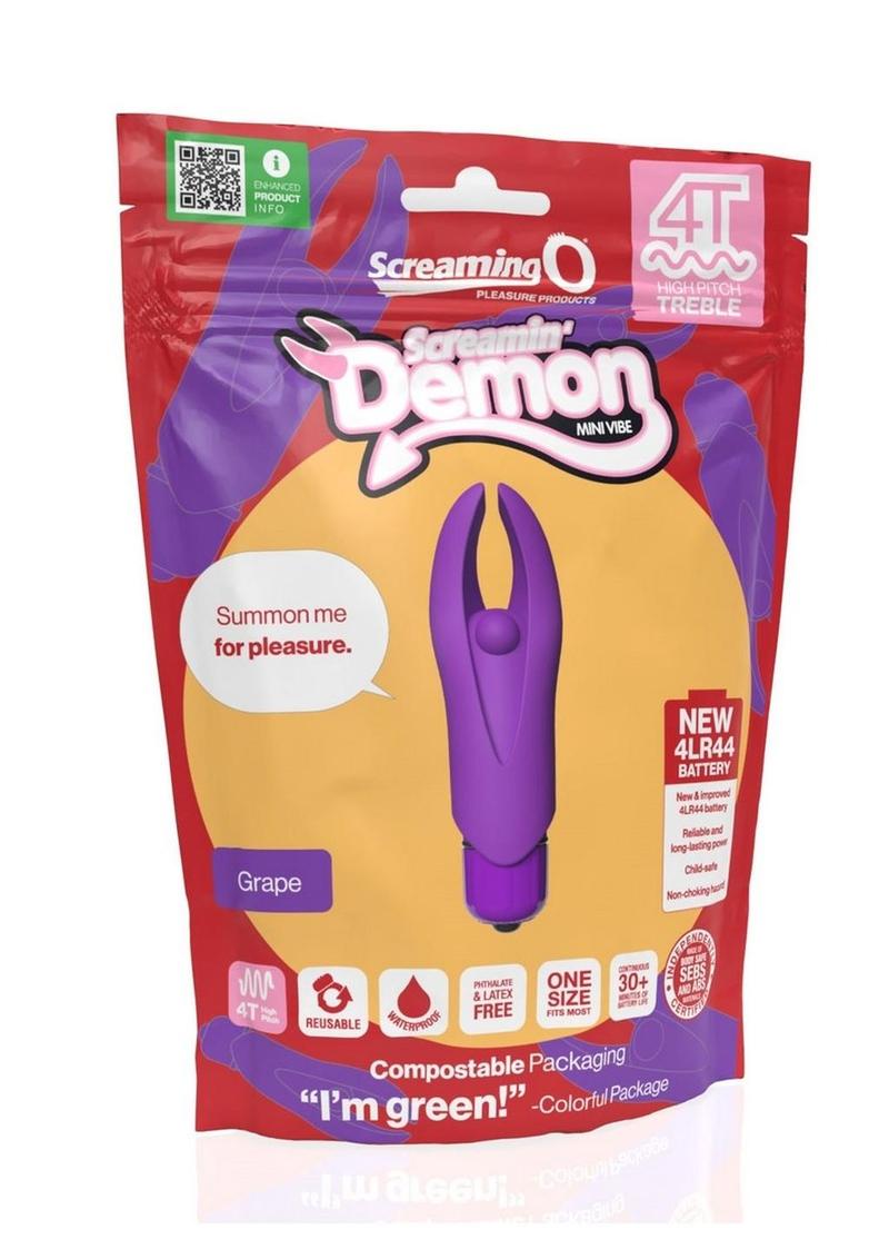 Mini vibrador de silicona 4T Demon para estimular el clítoris - Uva