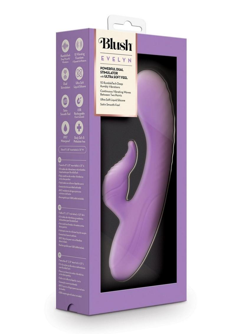 Vibrador de conejo de silicona recargable Evelyn de Blush Collection - Morado