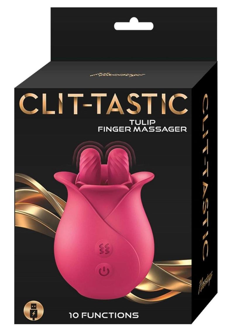 Masajeador de dedos recargable de silicona Clit-Tastic Tulip - Rojo