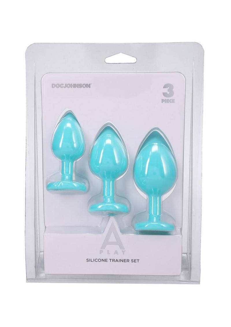 Entrenador anal de silicona A-Play - Verde azulado