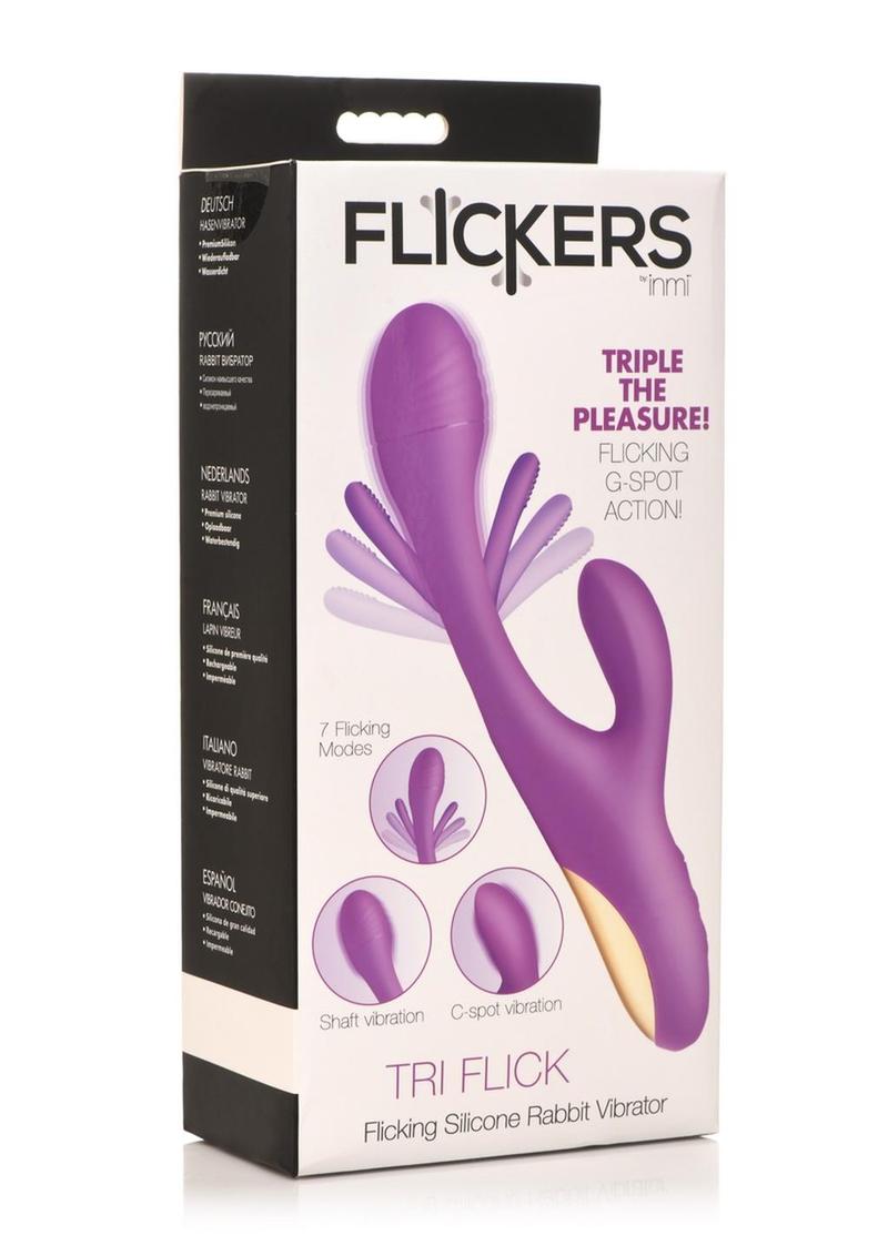 Vibrador de conejo de silicona recargable Inmi Tri-Flick Flicking - Morado