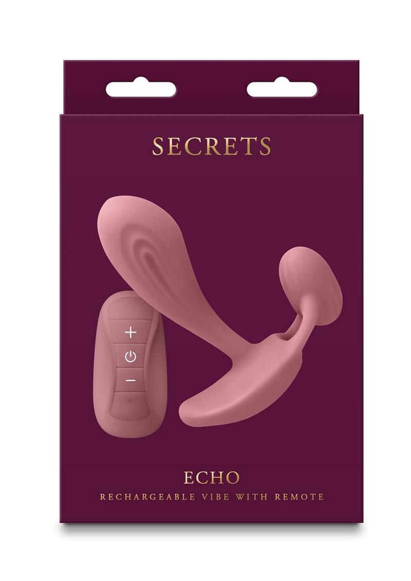 Vibrador de punto G de silicona recargable Secrets Echo con estimulación del clítoris y control remoto - Rosa
