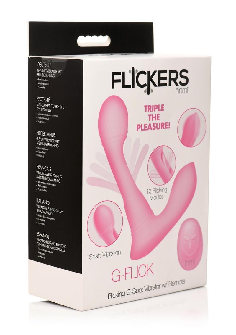 Vibrador de silicona recargable Flickers G-Flick para el punto G con control remoto - Rosa