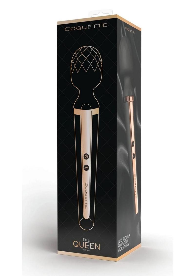 Masajeador de silicona recargable Coquette The Queen Wand - Negro/Dorado
