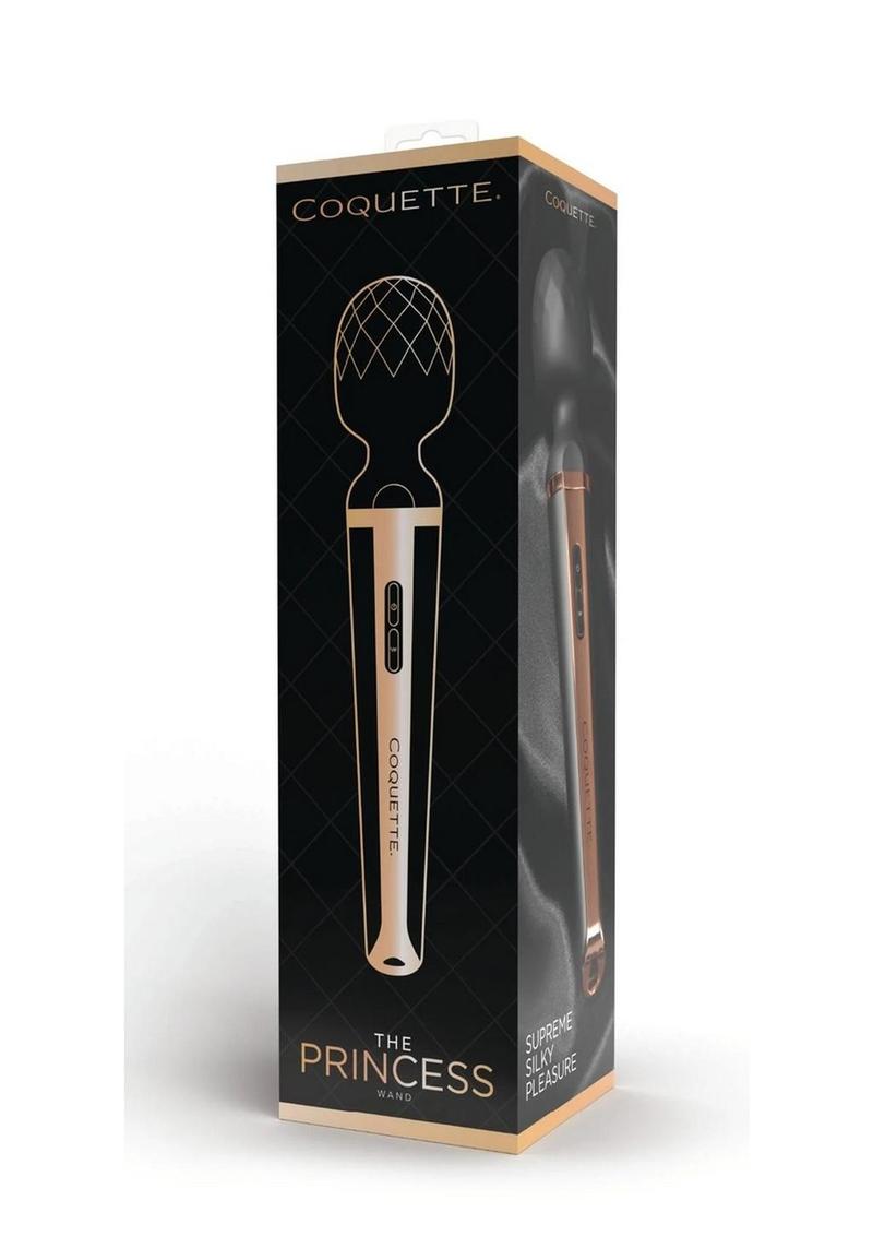 Masajeador de silicona recargable Coquette The Princess Wand - Negro/Dorado