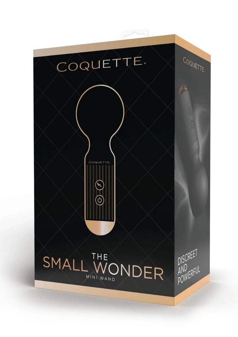 Mini varita mágica recargable de silicona Coquette The Small Wonder - Negro/Dorado