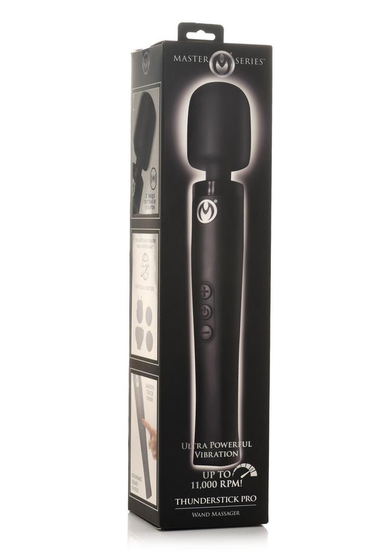 Varita de silicona recargable Master Series Thunderstick Pro Wand - Negra
