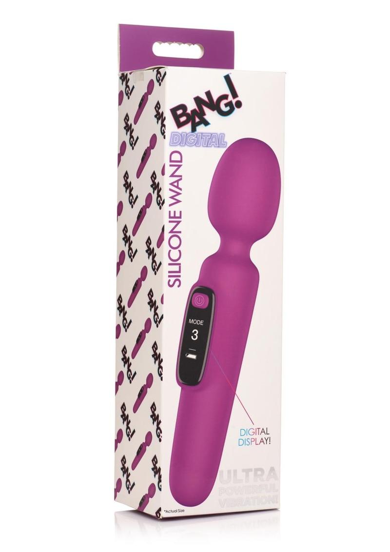 ¡Bang! Varita de silicona recargable digital - Morada