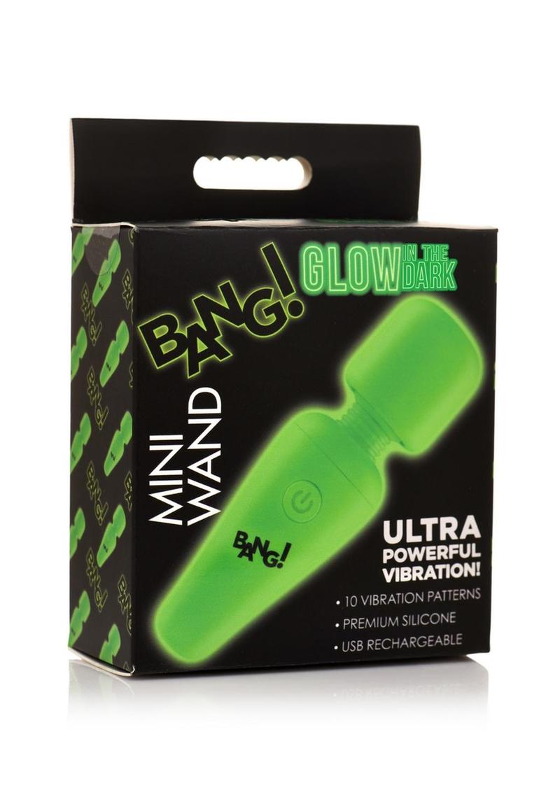 ¡Bang! Mini varita de silicona recargable que brilla en la oscuridad - Verde