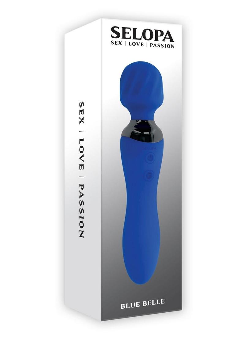 Varita vibradora recargable de silicona de doble extremo Selopa Blue Belle - Azul