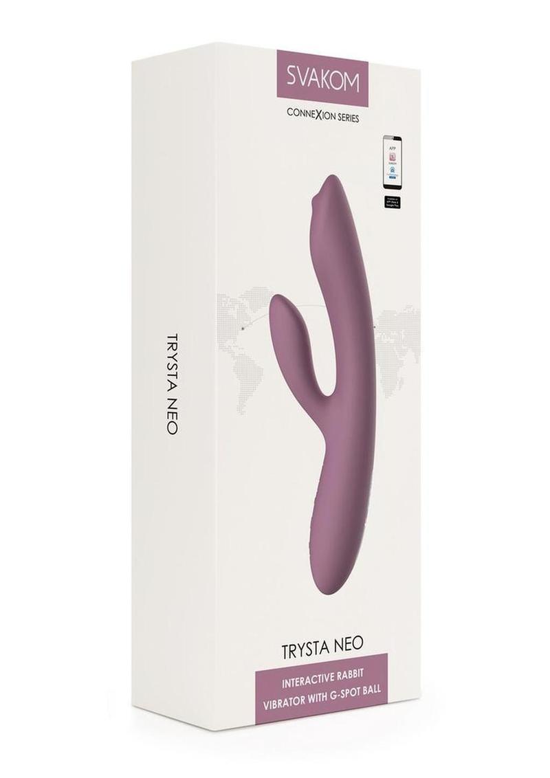 Vibrador de conejo de silicona recargable Svakom Trysta Neo con control por aplicación - Lavanda