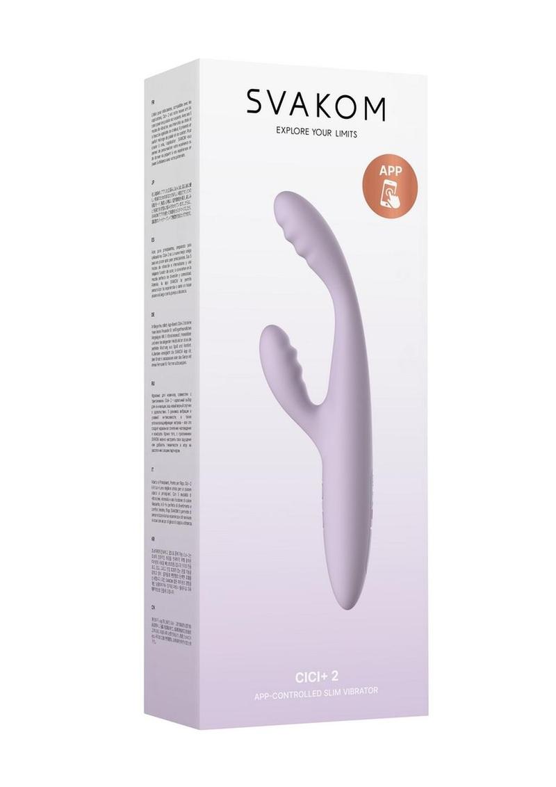 Vibrador Svakom CICI Plus 2 de silicona recargable con control por aplicación que calienta el punto G - Lavanda