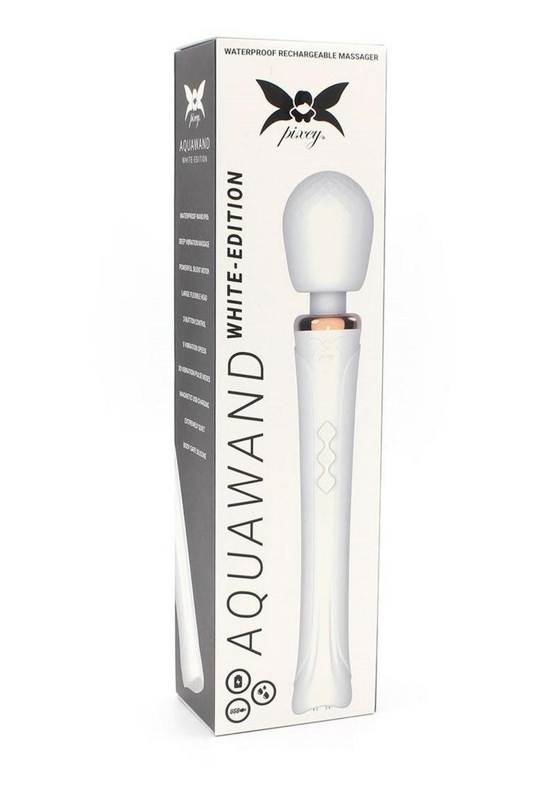 Varita corporal de silicona recargable Pixey Aquawand - Edición blanca