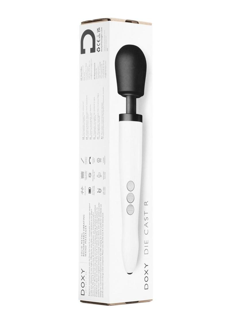 Masajeador corporal vibratorio recargable Doxy Die Cast R Wand - Blanco polvo de estrellas