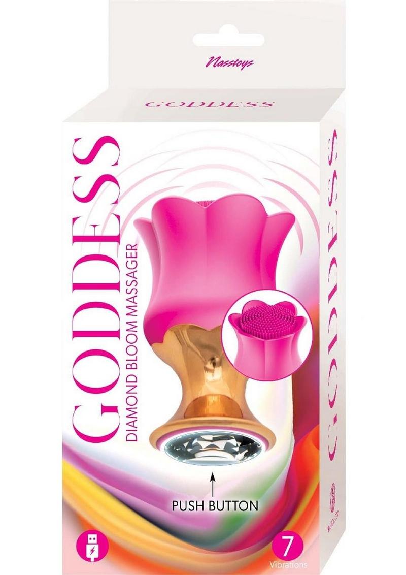 Masajeador de silicona recargable Goddess Diamond Bloom - Fucsia