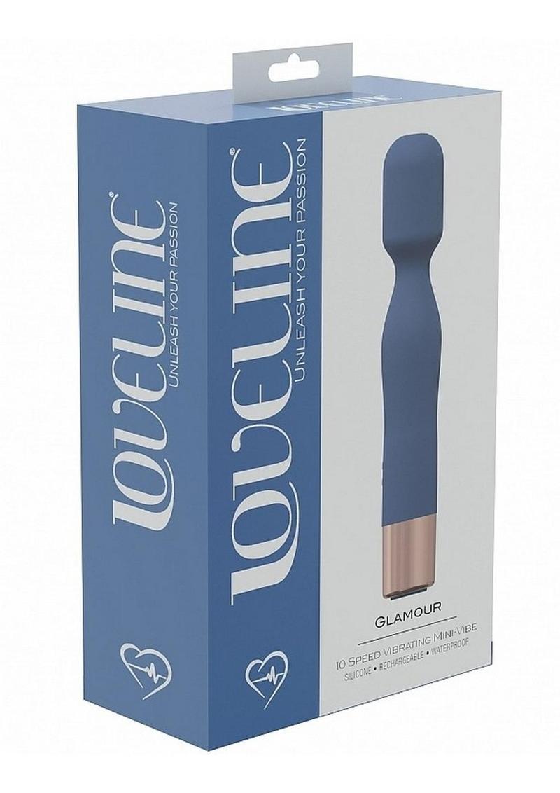 Mini varita mágica LoveLine Glamour de silicona recargable de 10 velocidades - Azul