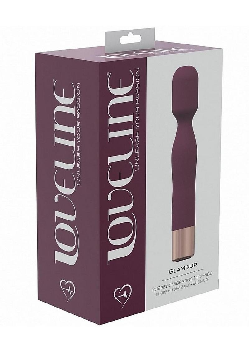 Mini varita mágica LoveLine Glamour de silicona recargable de 10 velocidades - Borgoña