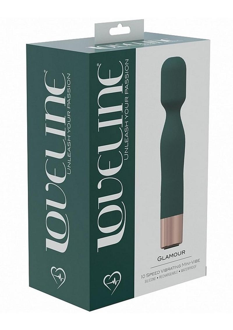 Mini varita mágica LoveLine Glamour de silicona recargable de 10 velocidades - Verde bosque