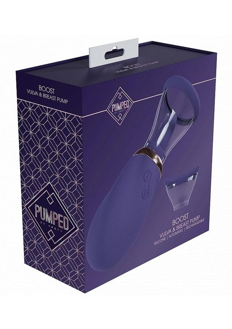 Extractor de leche y vulva automático de silicona recargable de 13 velocidades Pumped Boost - Morado