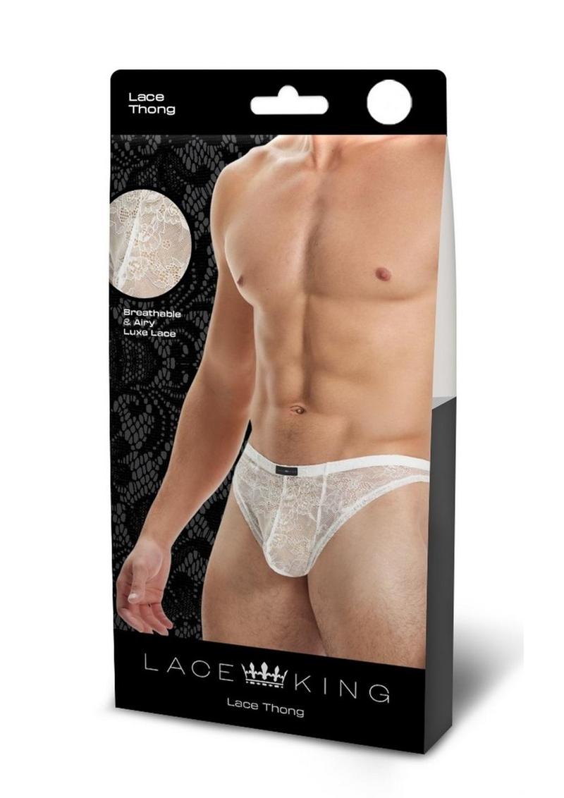 Tanga de encaje Lace King - S/M - Blanco