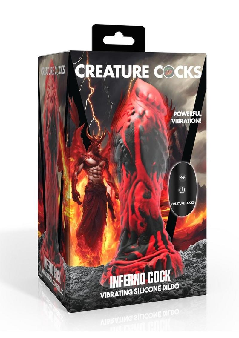 Consolador vibrador de silicona Creature Cocks Inferno Cock - Rojo/Negro