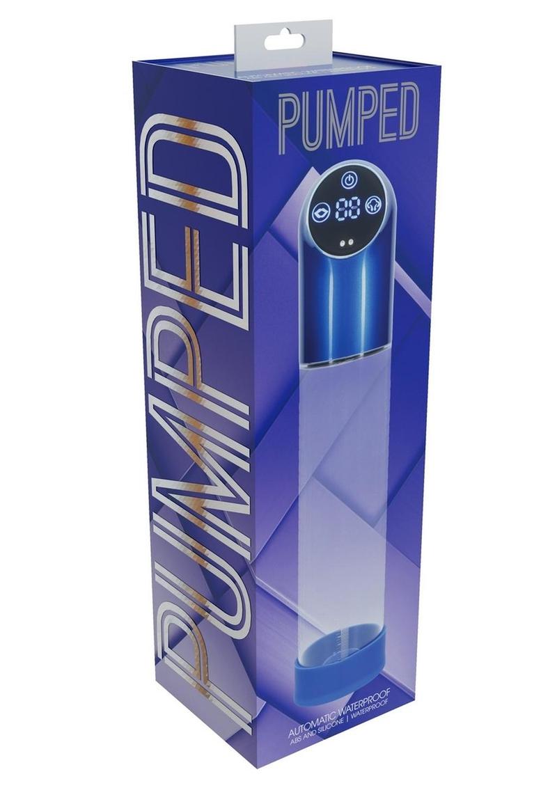Bomba de pene de silicona recargable, automática, impermeable y con bombeo - Azul metalizado