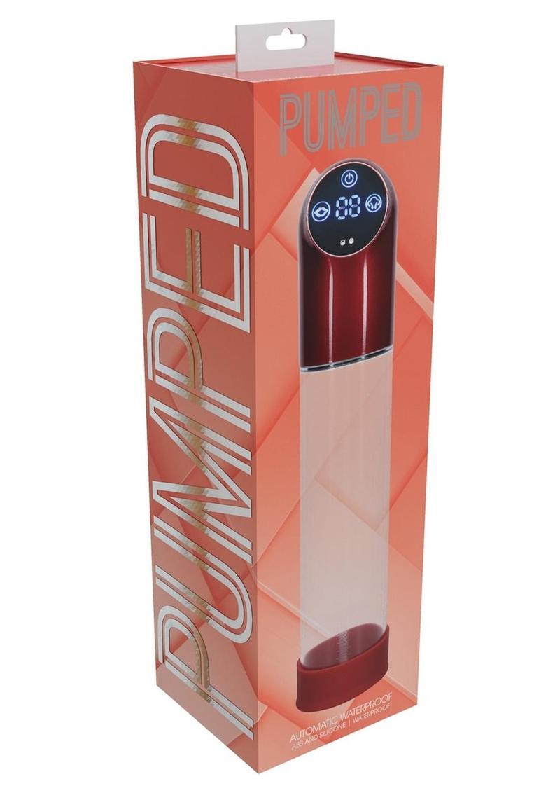 Bomba de pene de silicona recargable, automática, impermeable y con bombeo - Metal rojo