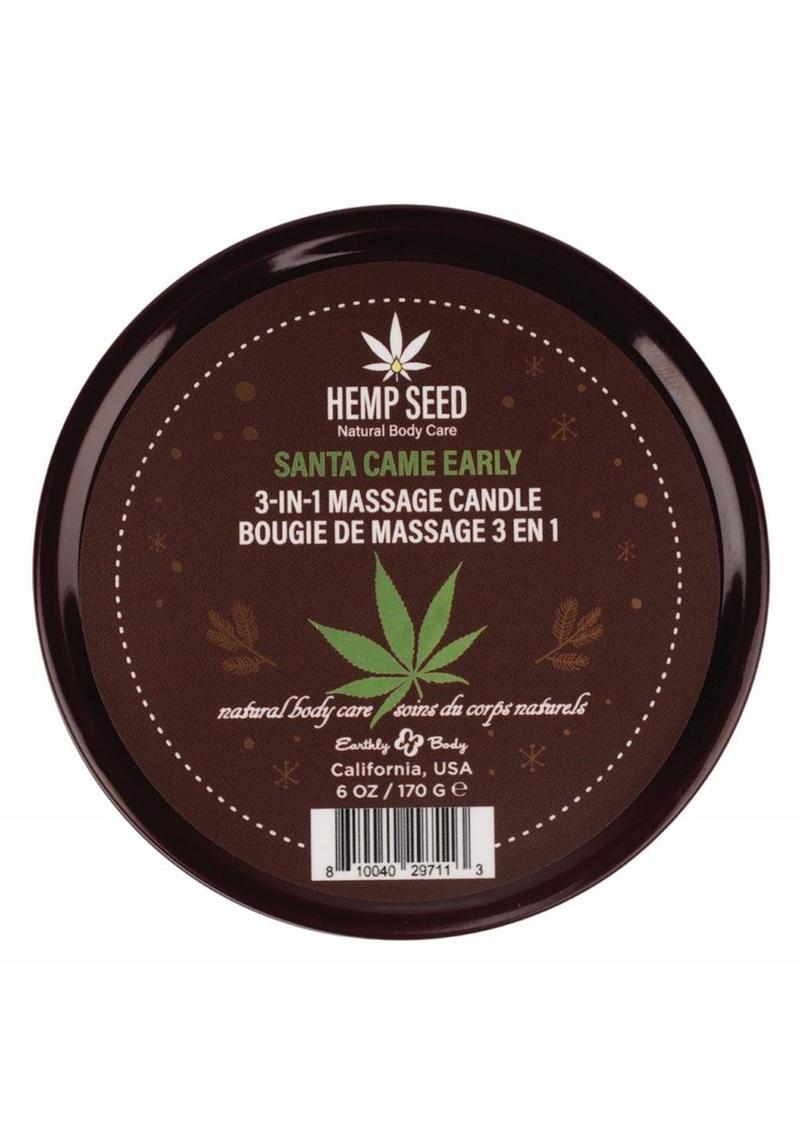 Vela de masaje 3 en 1 de semillas de cáñamo Earthly Body - Santa llegó temprano