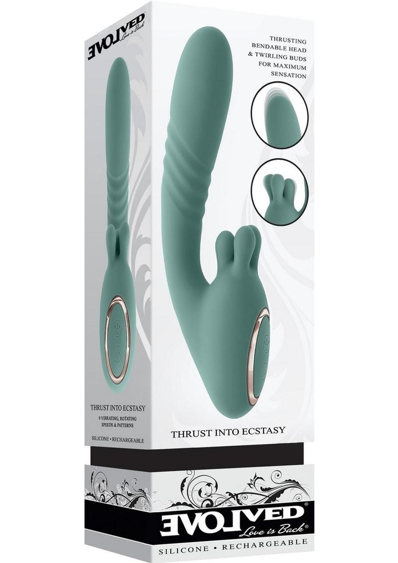 Vibrador de conejo de silicona recargable Thrust into Ecstasy - Verde