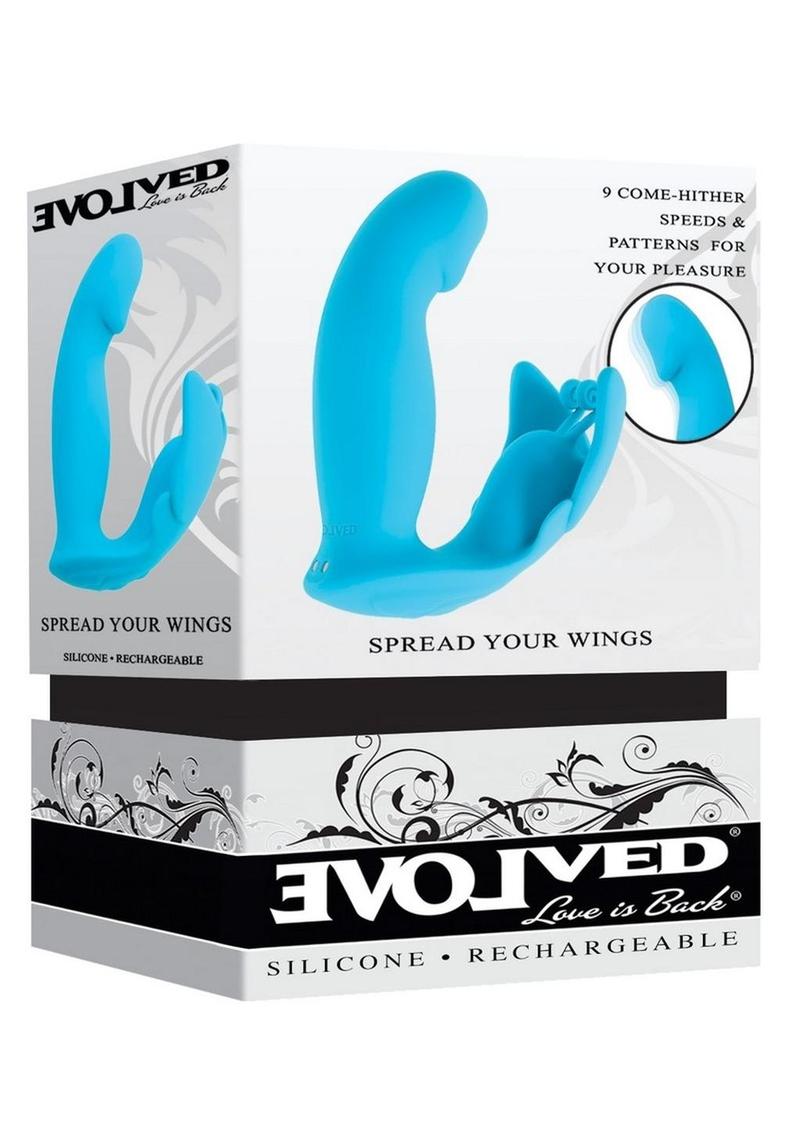 Vibrador multiusuario de silicona recargable Spread Your Wings - Azul