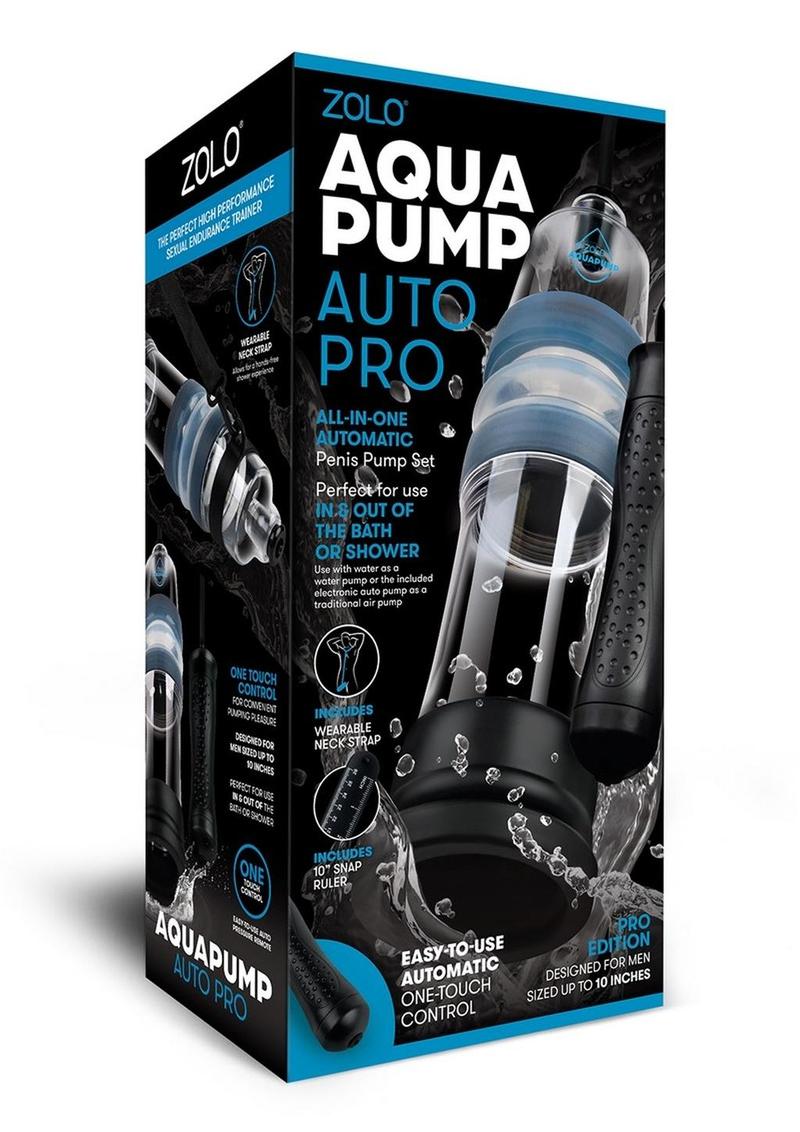Bomba de pene de silicona Zolo Aquapump Auto Pro - Negro/Azul