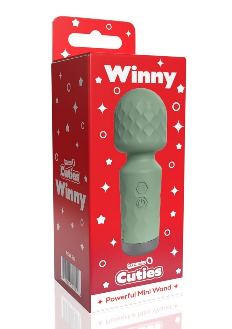 Mini varita vibradora de silicona recargable Winny de Screaming O Cuties - Verde salvia