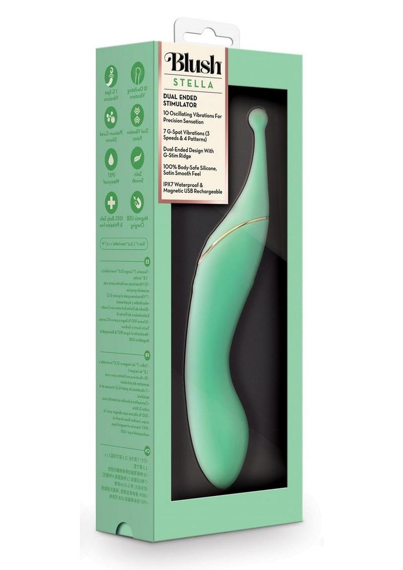 Vibrador recargable de silicona de doble extremo Stella de Blush Collection - Verde