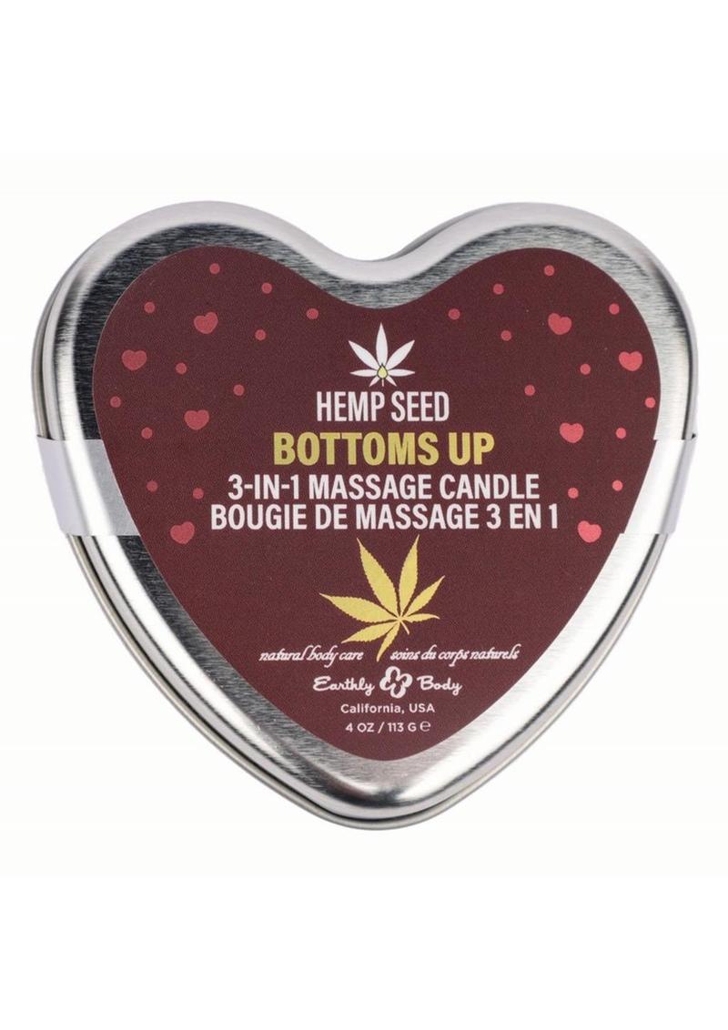 Vela de masaje 3 en 1 de semillas de cáñamo "Bottom's Up" (San Valentín 2025), 127 g