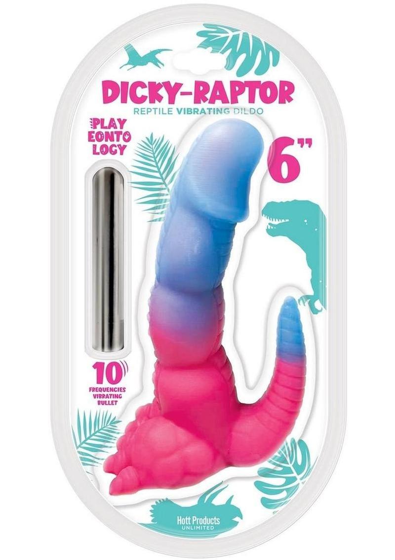 Playeontology Series Dicky Raptor Rechargeable Silicone Vibrating Dildo 6in - Multicolor