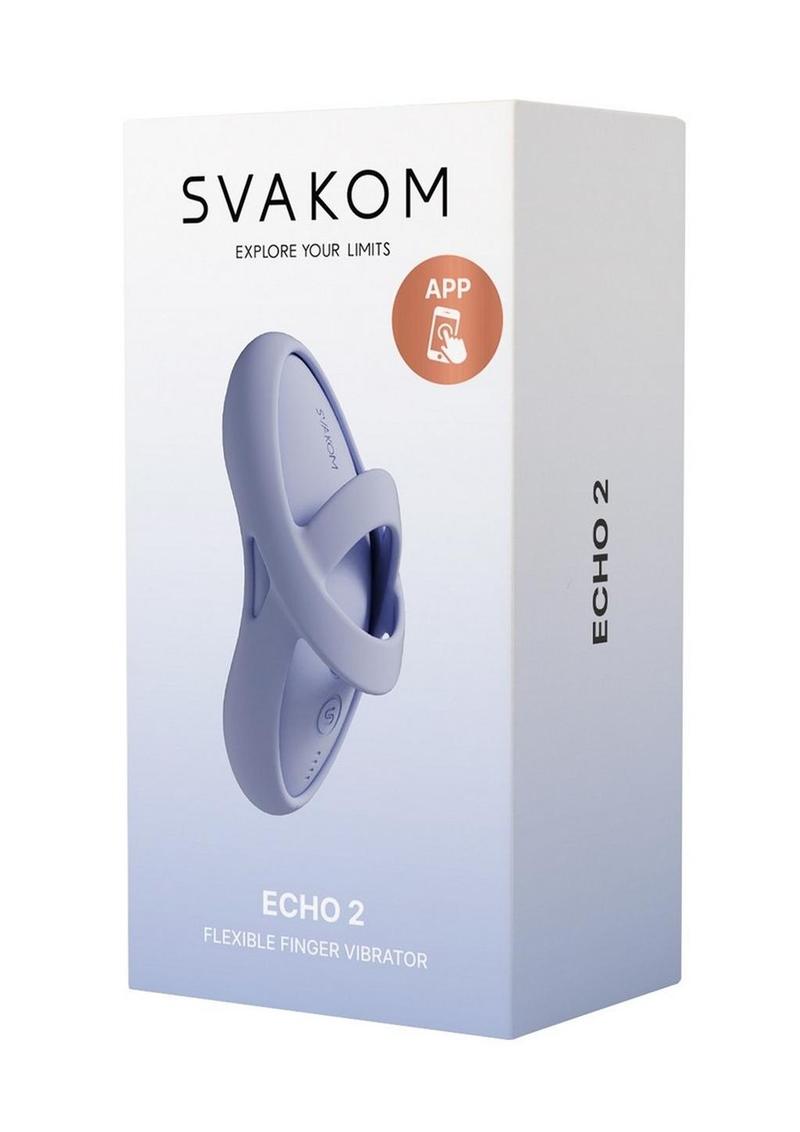 Vibrador de dedo Svakom Echo 2 de silicona recargable y calentado, compatible con la app - Azul