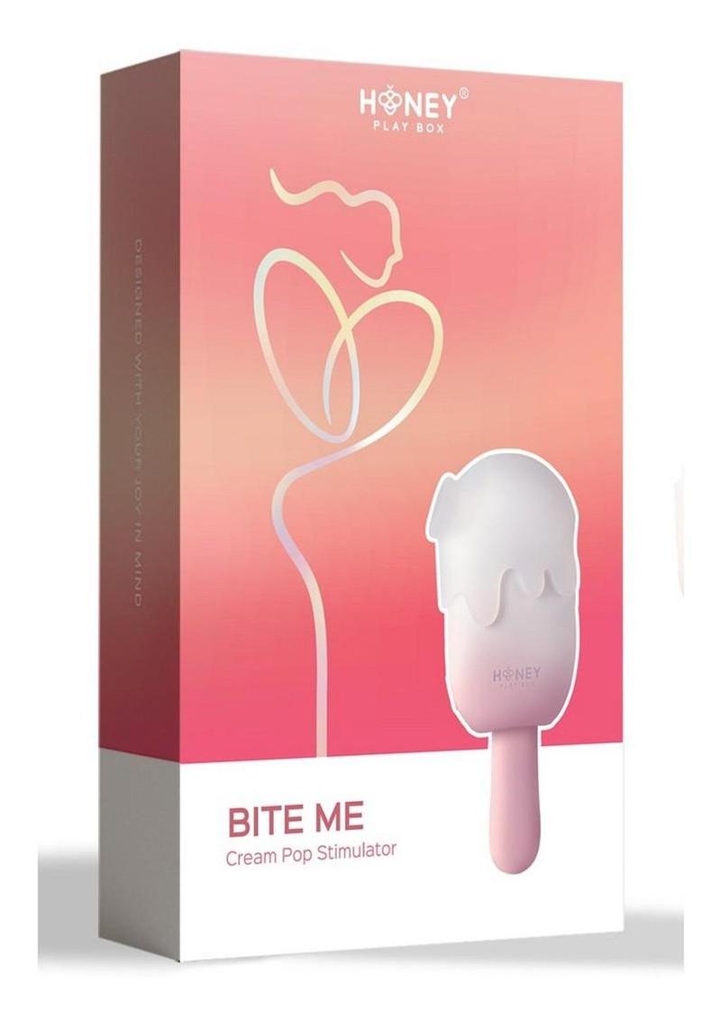 Estimulador de silicona recargable Bite Me Sucking, con vibración y golpeteo, color rosa y blanco