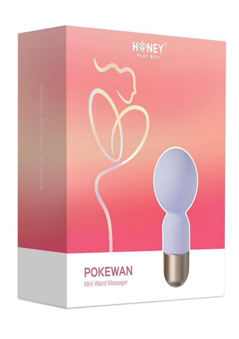 Masajeador de varita vibradora de silicona recargable Pokewan Pocket Mini - Morado/Oro rosa