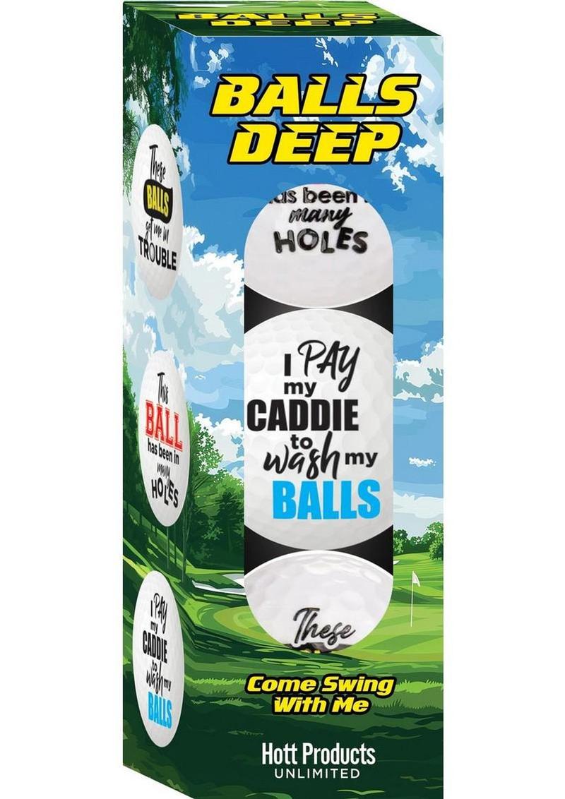 Pelotas de golf con eslogan divertido de Balls Deep (paquete de 3) - Surtidas