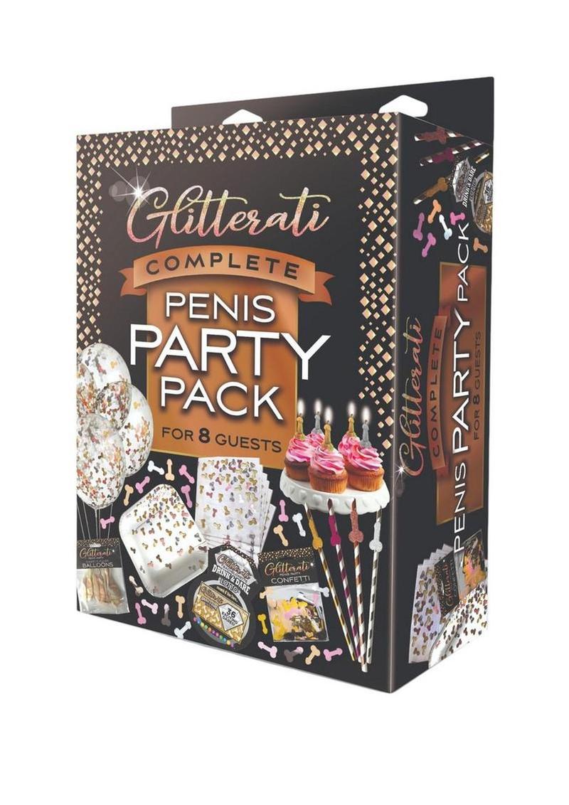 Paquete de fiesta de penes brillantes - Negro/Dorado