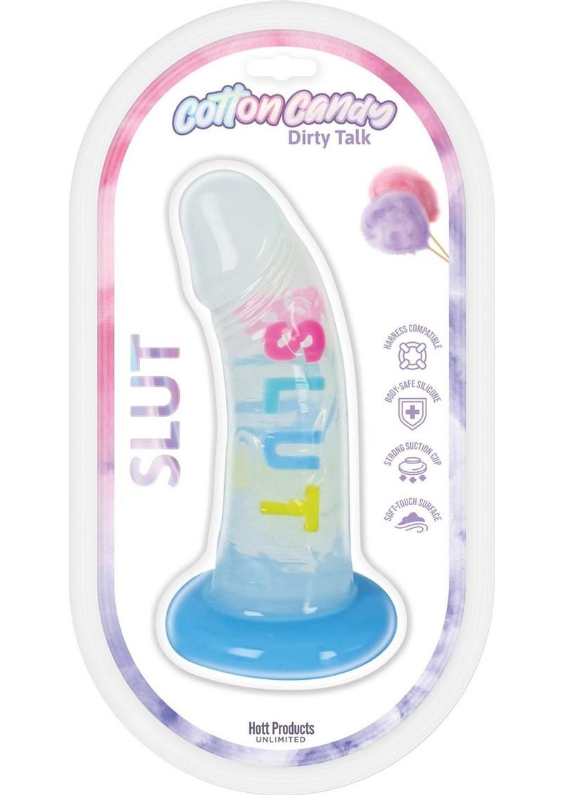Consolador de silicona Cotton Candy Dirty Talk Slut de 6 pulgadas - Multicolor