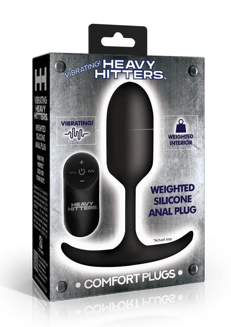 Tapón anal de silicona con peso y vibración Heavy Hitters - Mediano - Negro