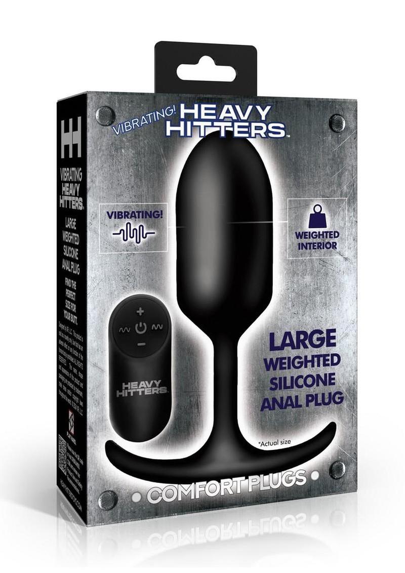 Tapón anal de silicona recargable con peso y vibración Heavy Hitters - Grande - Negro