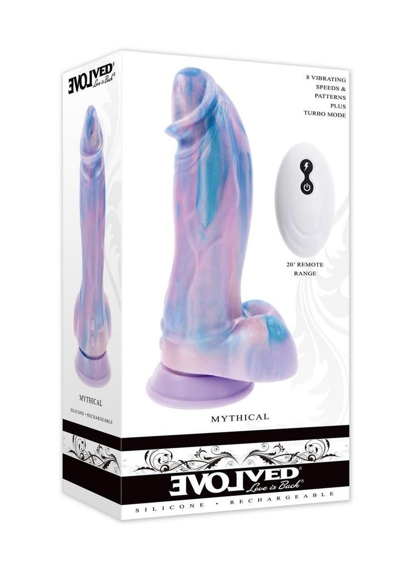 Consolador vibrador de silicona recargable mítico con control remoto - Multicolor