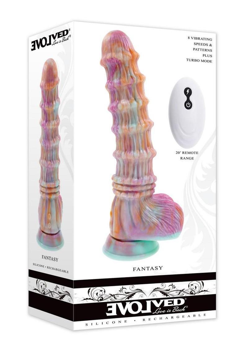 Consolador vibrador de silicona recargable Fantasy con control remoto - Multicolor
